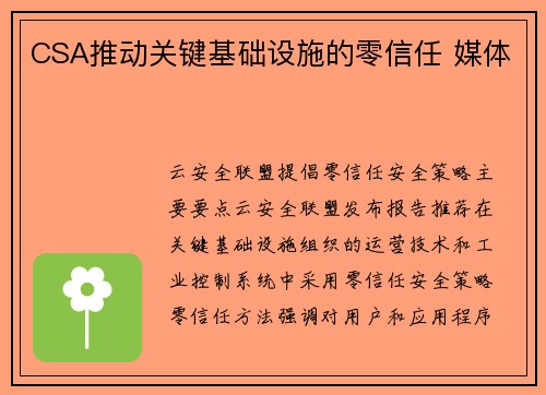 CSA推动关键基础设施的零信任 媒体