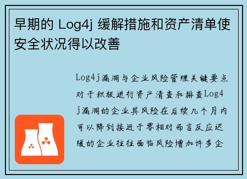 早期的 Log4j 缓解措施和资产清单使安全状况得以改善 